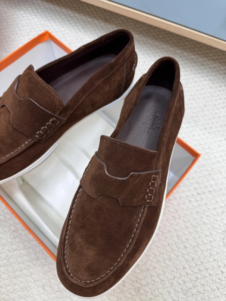 Hermès H-Logo Loafers Beige Suede Loafers - 27