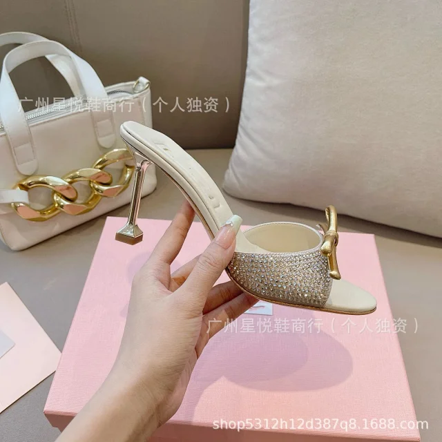 Miu High Heels Rhinestone Bow Open-Toe Mule product detail image 10