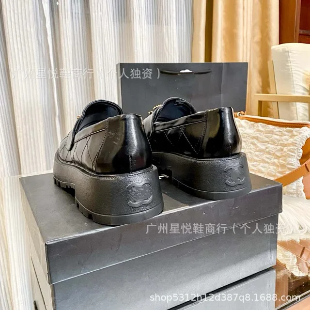 Chanel Leather Shoes Quilted Platform Loafers with Double-C Buckle product detail image 1