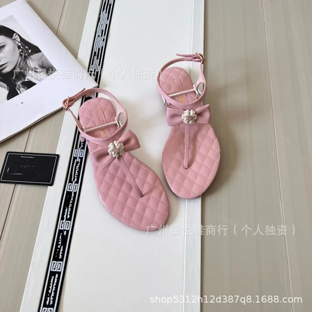 Unbranded Sandals Quilted Ankle-Strap Bow product detail image 7