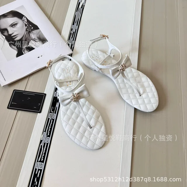 Unbranded Sandals Quilted Ankle-Strap Bow product detail image 6