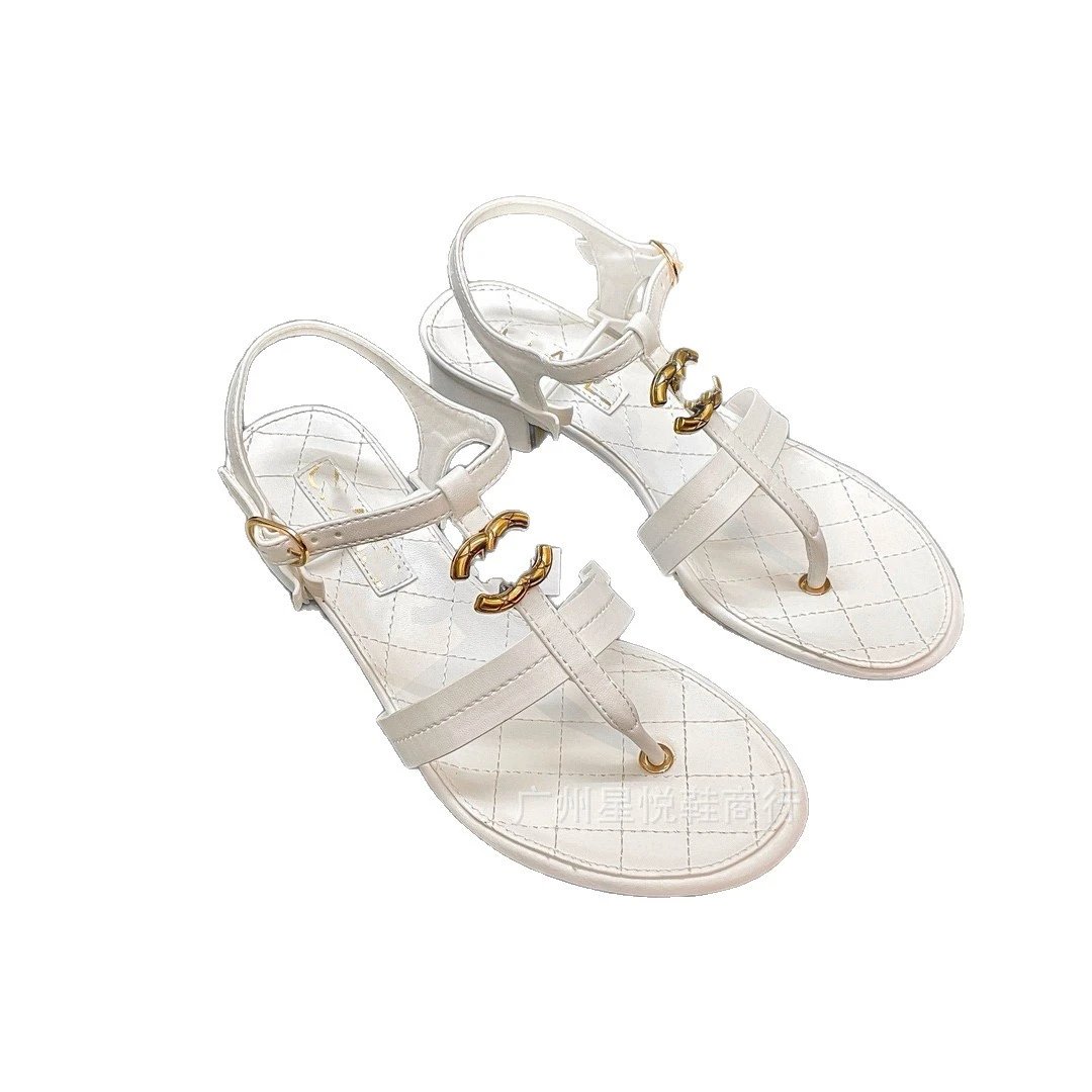 Unbranded Sandals Ankle-Strap Thong with Quilted Footbed and Metal Ornament image 5