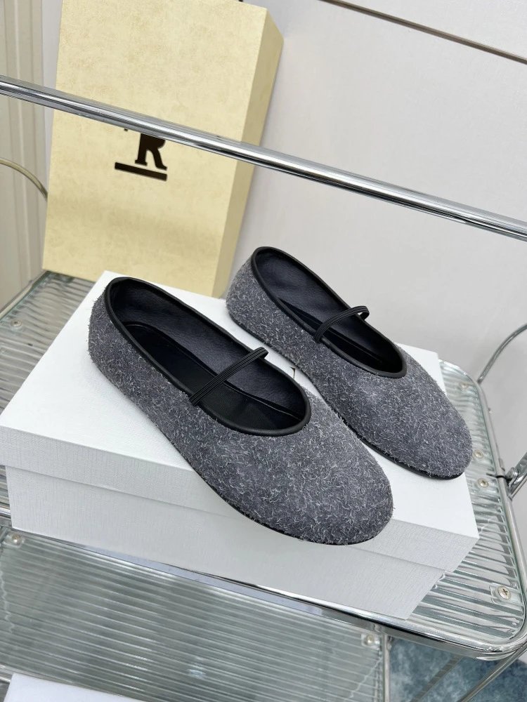 Maison Margiela Tabi Mary Jane Gray Wool-Blend Flat Shoes - 11