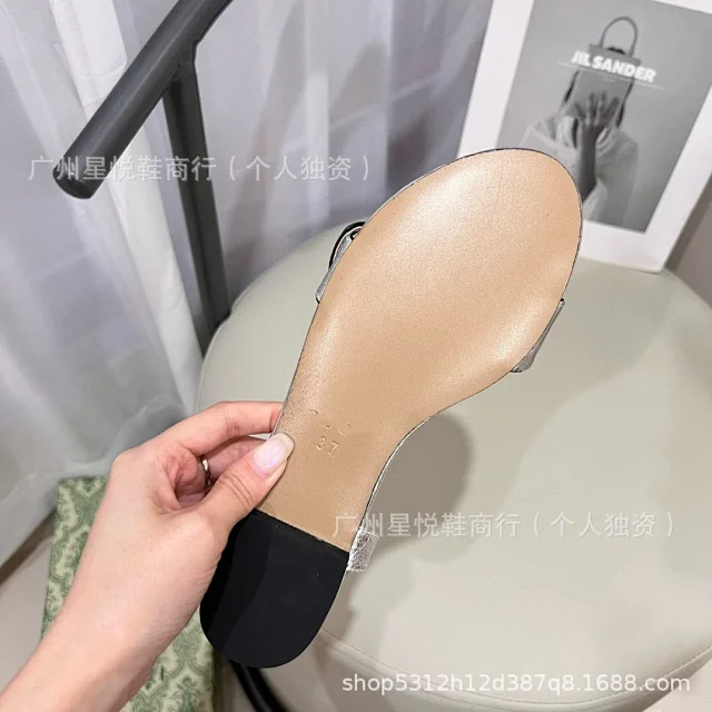 Unbranded Sandals Ankle-strap flat with double-ring ornament product detail image 16