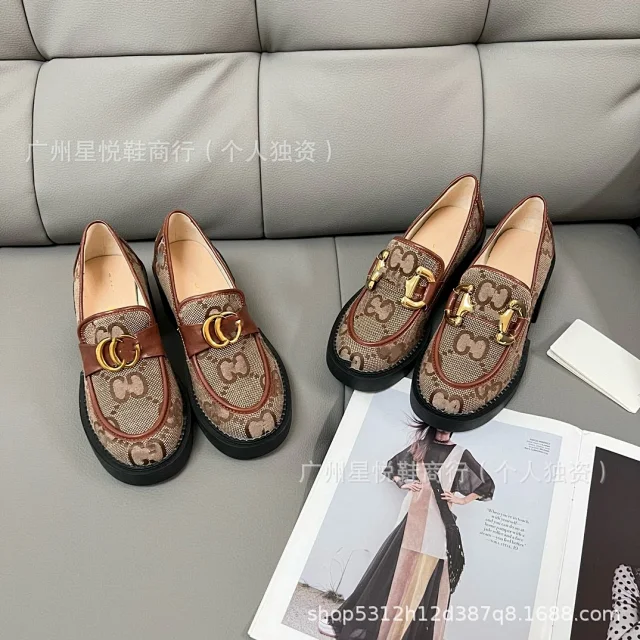 Gucci Casual Shoes GG canvas platform loafers with horsebit-style hardware product detail image 15