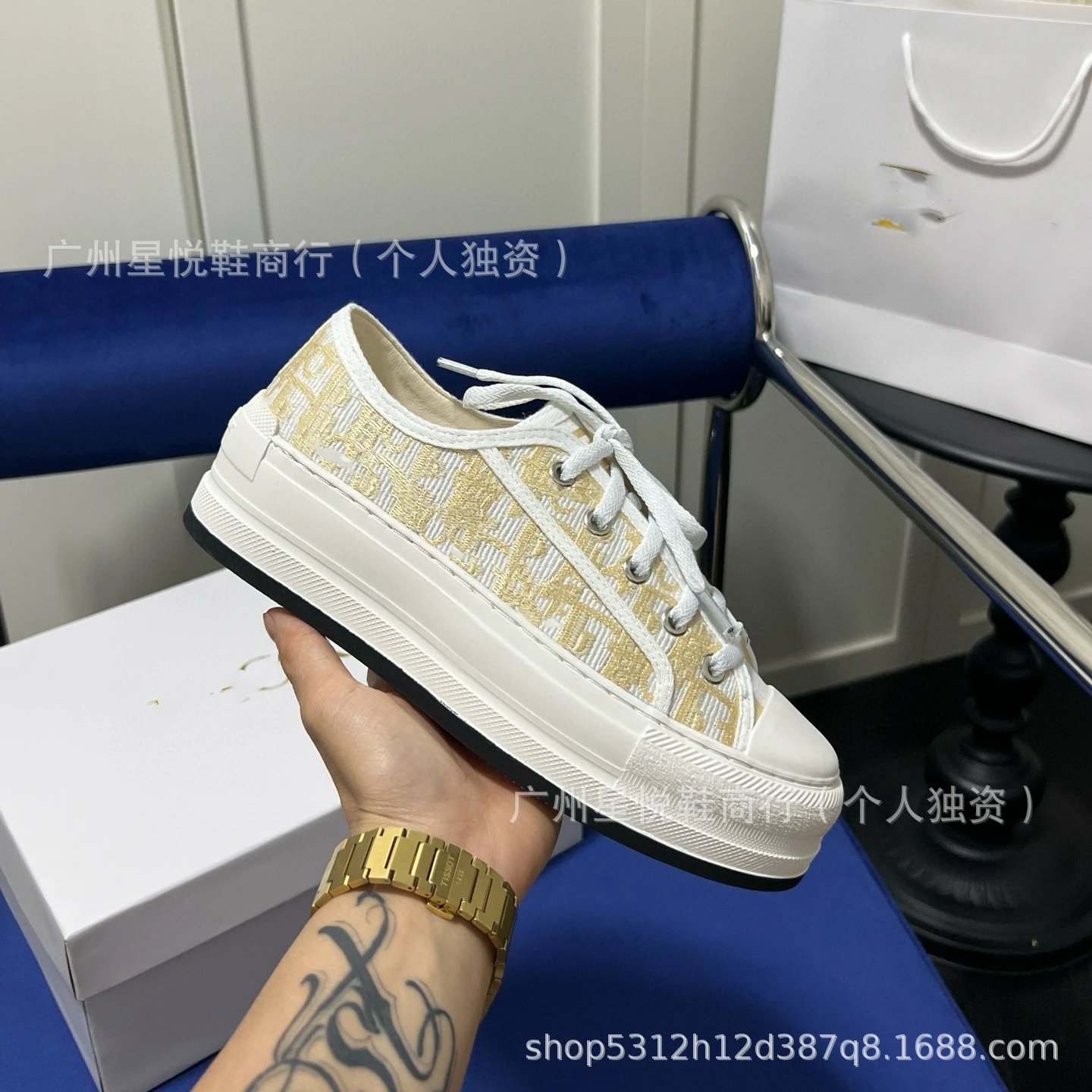 Dior B23 Low-Top Sneakers Peach Floral Mesh Canvas Shoes - 26
