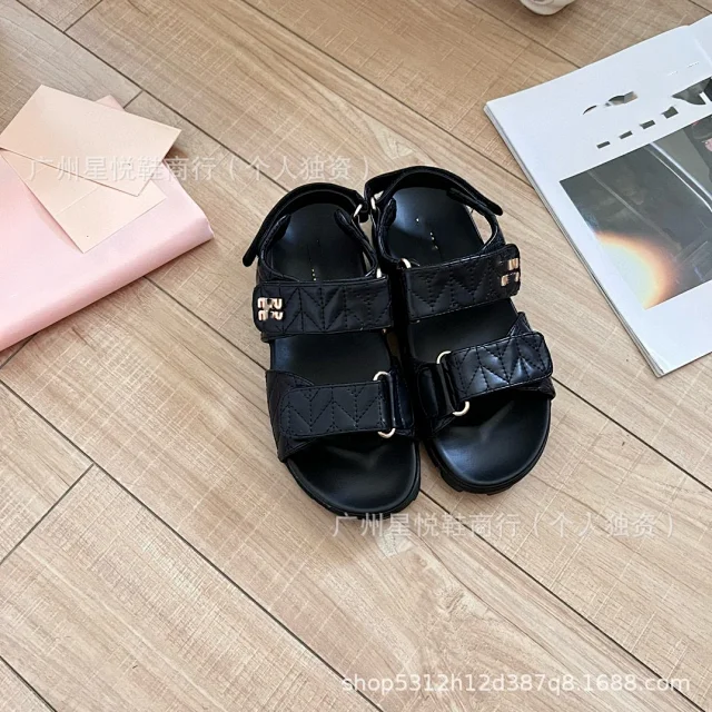 Miu Sandals Quilted double-strap hook-and-loop platform product detail image 3