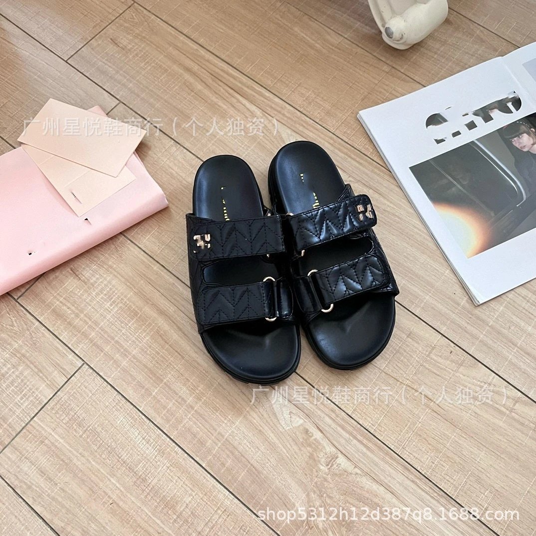 Miu Miu Logo-Embellished Quilted Slide Sandals White - 5