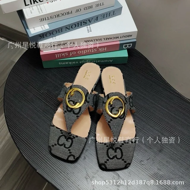 Gucci Slippers Square-Toe GG Monogram Buckle Slide product detail image 7