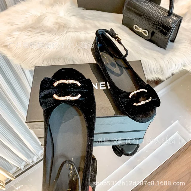 Unbranded Casual Shoes Velvet Mary Jane flats with bow and rhinestone buckle product detail image 4