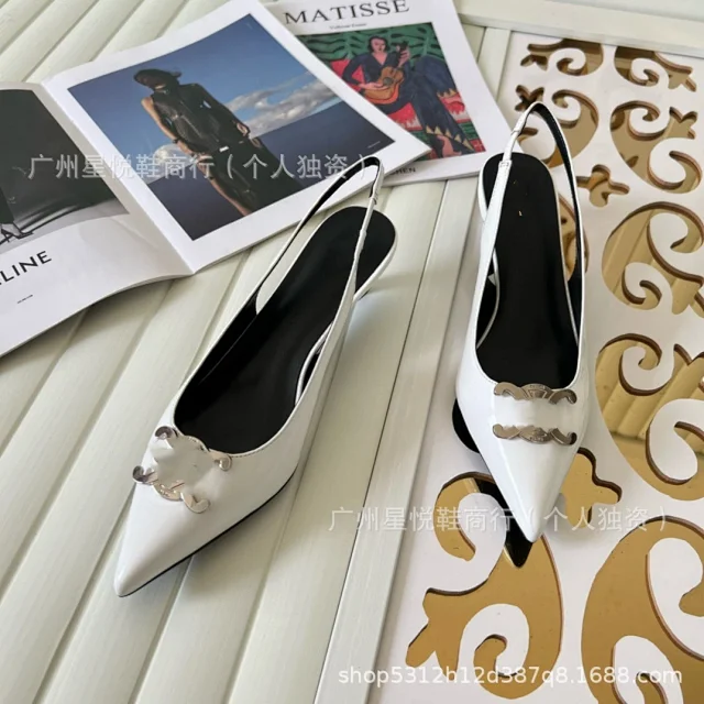 Unbranded High Heels Pointed-Toe Slingback with Metal Buckle product detail image 16