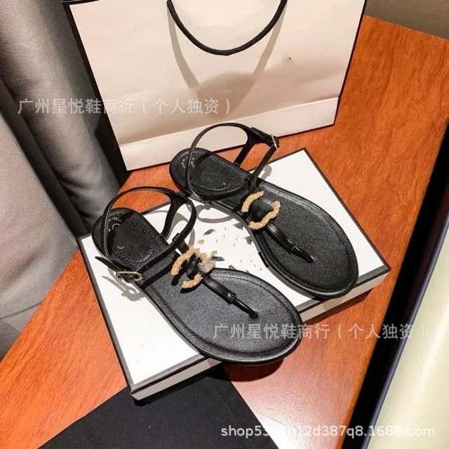 CHANEL Sandals Pearl Double C T-Strap Flat product detail image 26