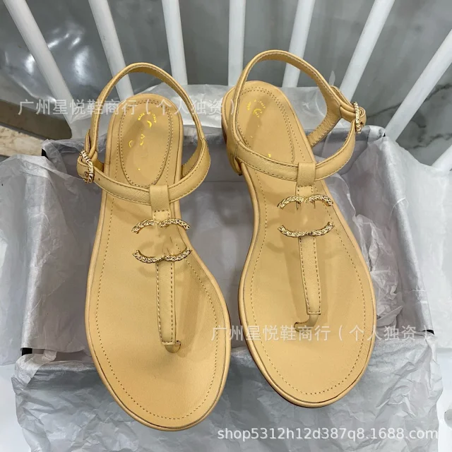 CHANEL Sandals Pearl Double C T-Strap Flat product detail image 2
