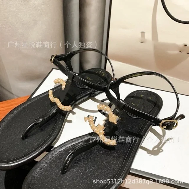 CHANEL Sandals Pearl Double C T-Strap Flat product detail image 22