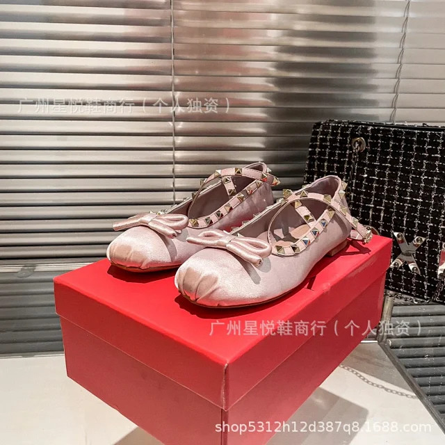Valentino Casual Shoes Rockstud Bow Ankle-Strap Ballet Flats product detail image 12