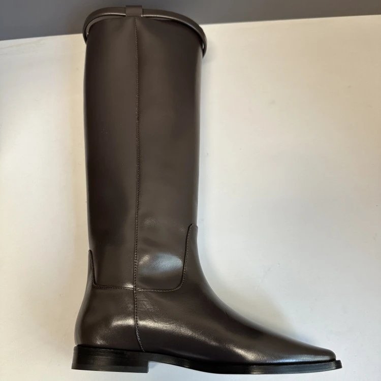 Loewe Anagram Logo Knee-High Boots Black Leather Boots - 24