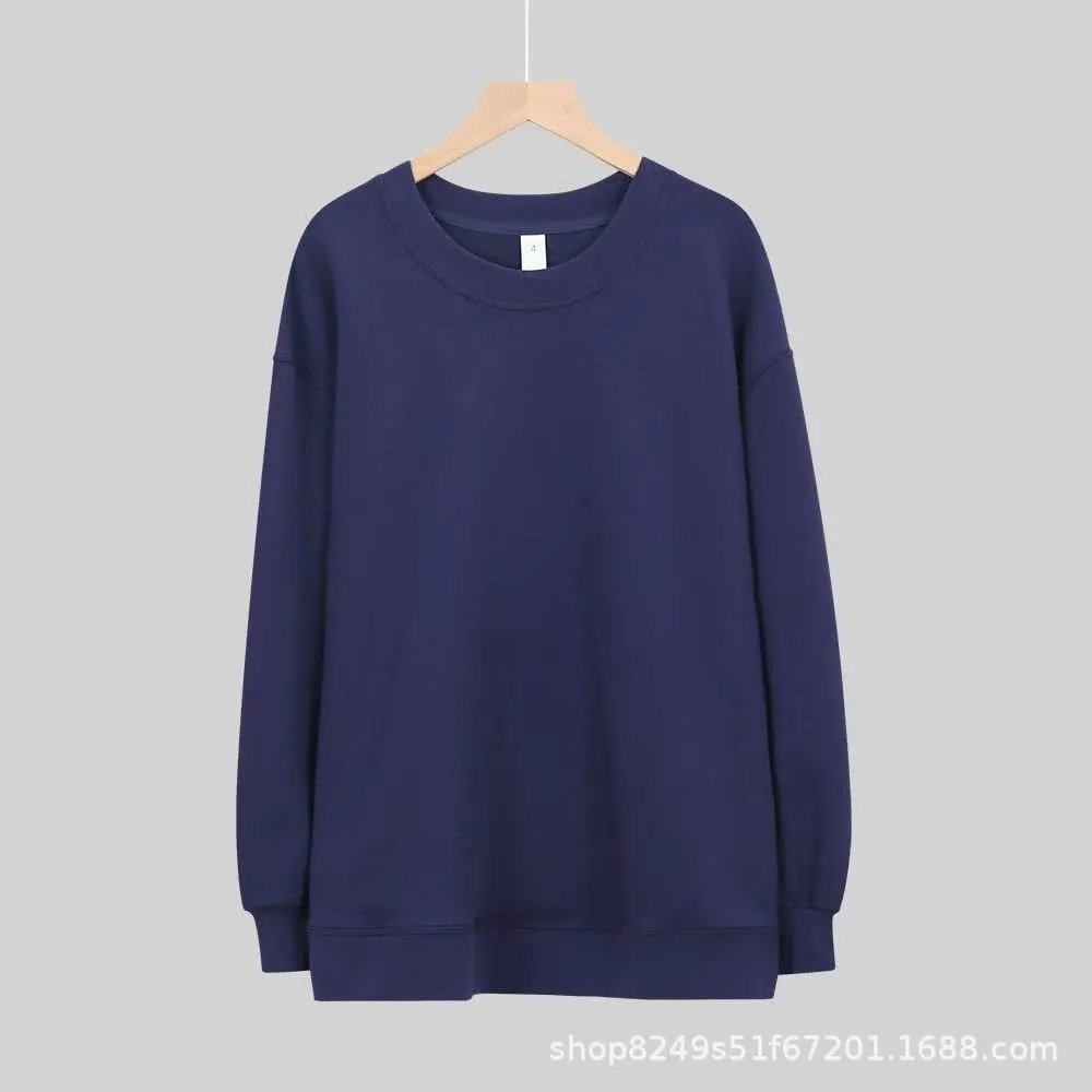 Midnight blue po round neck long hoodie