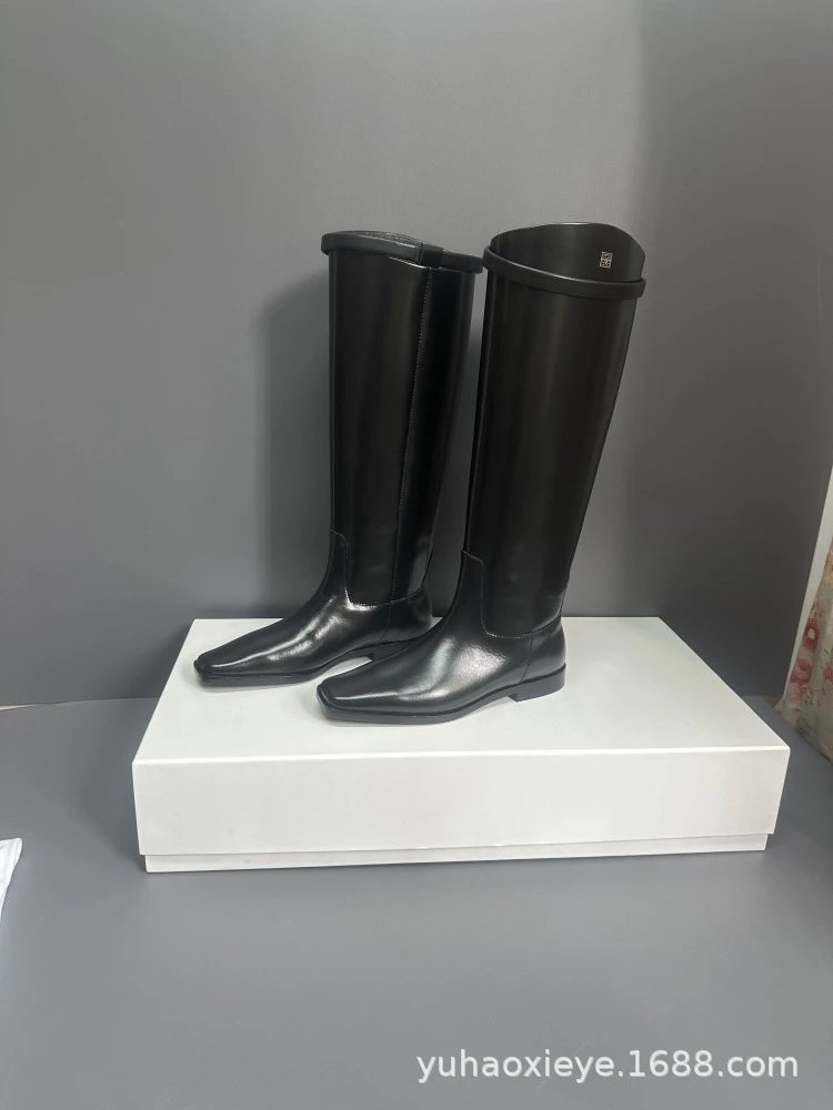 Loewe Anagram Logo Knee-High Boots Black Leather Boots - 14