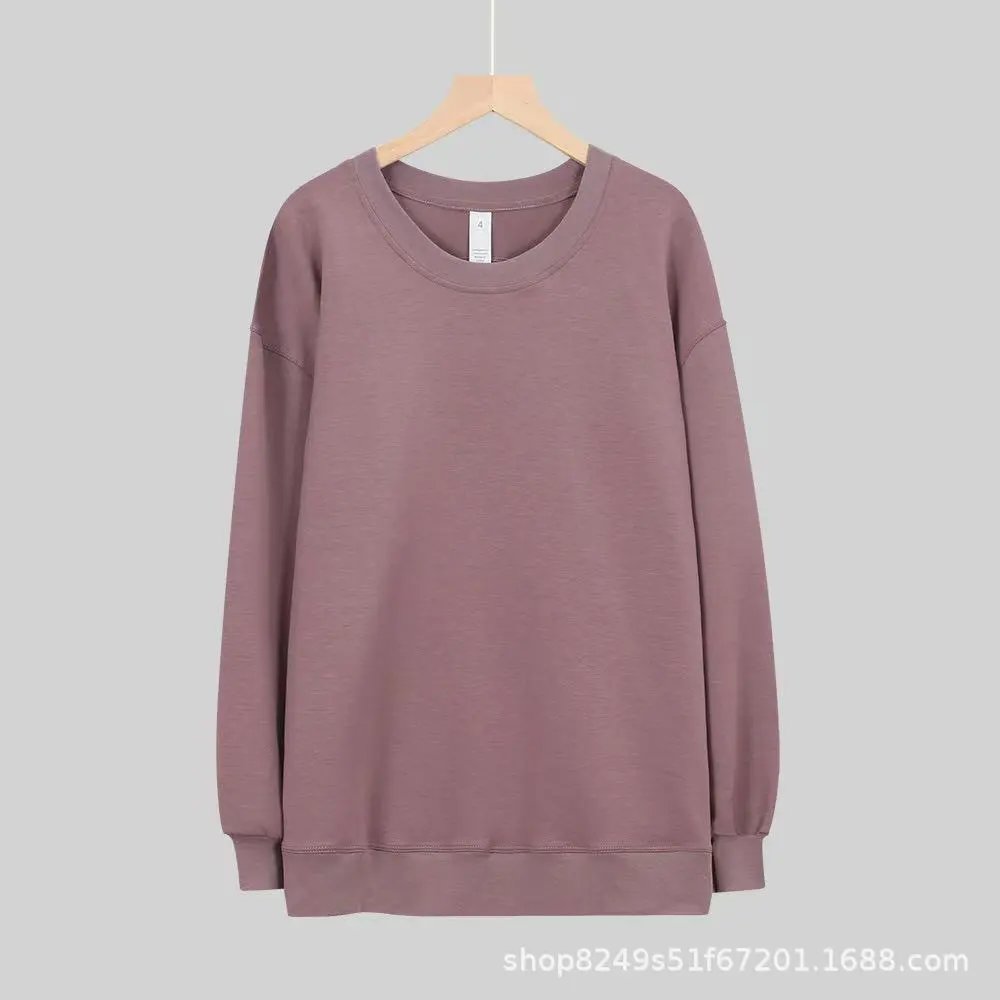 Dark purple polka round neck long hoodie