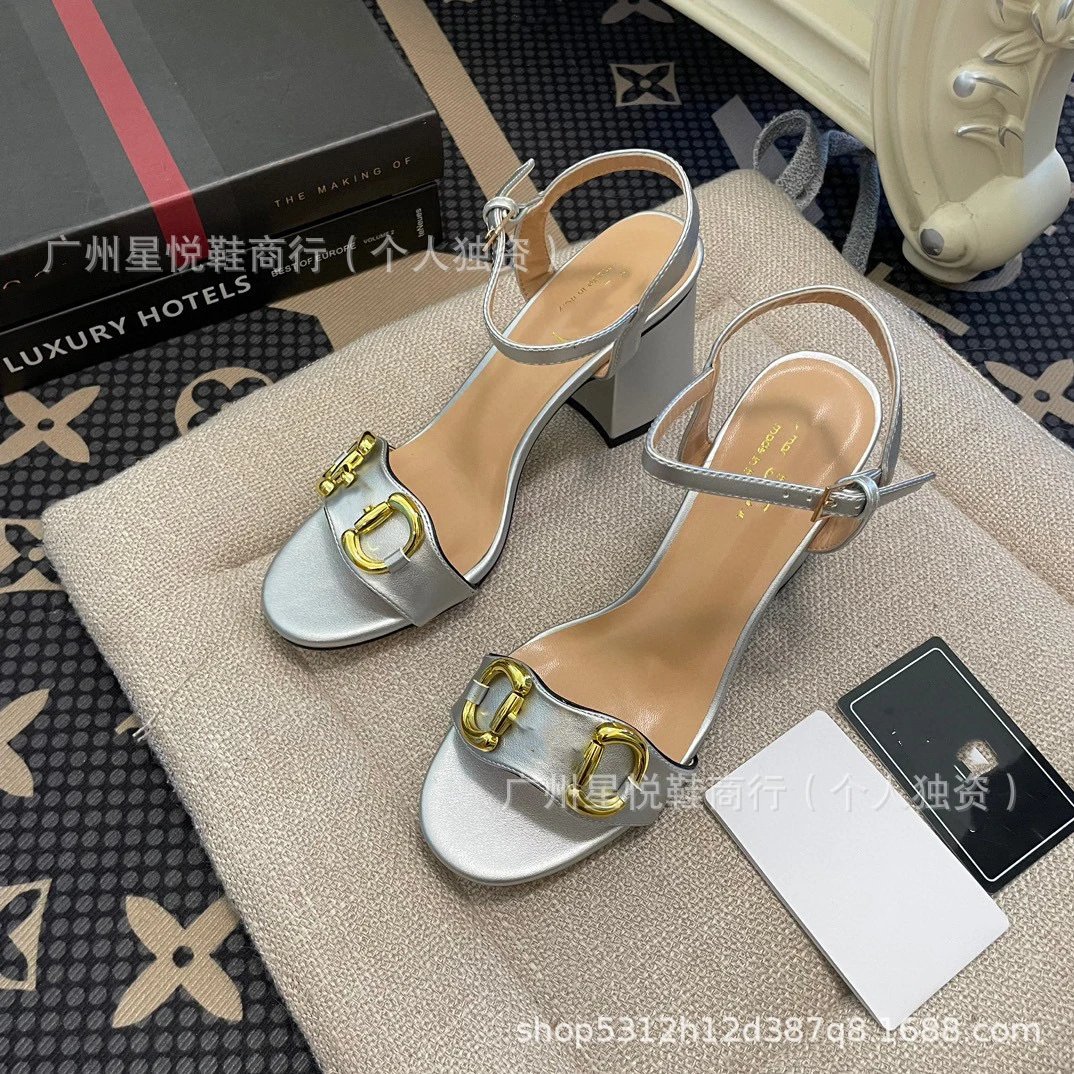 Gucci Horsebit Sandals Black Gold Block Heels - 17