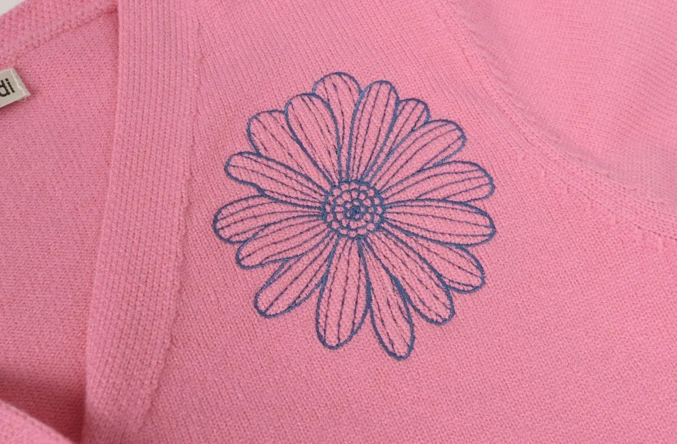Mardi Mercredi Daisy Embroidered Gray Cardigan - 14