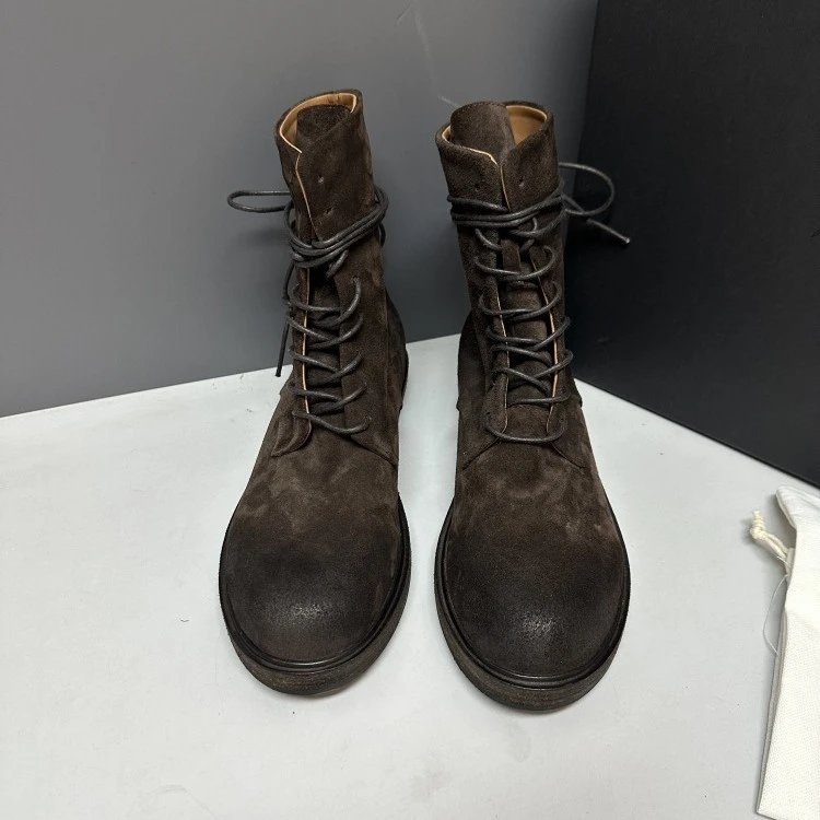 Maison Margiela Tabi Lace-Up Suede Boots Brown - 10