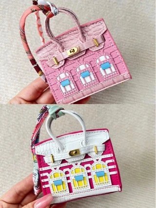 Hermès Mini Kelly House Charm in Turquoise Crocodile-Embossed Leather with Silk Scarf Strap - 3