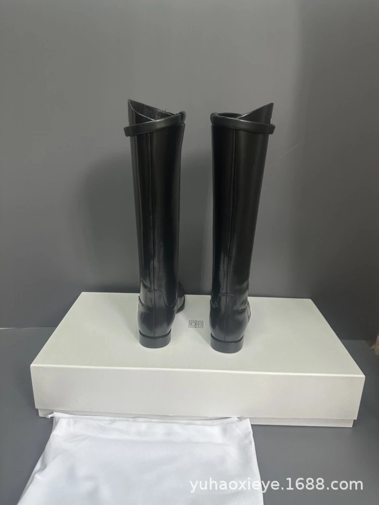 Loewe Anagram Logo Knee-High Boots Black Leather Boots - 15