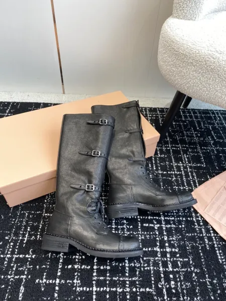 Miu Miu Buckled Combat Boots Black - 18