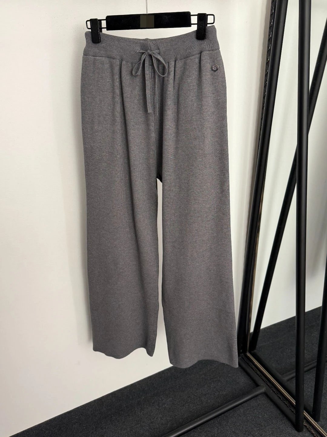 Design Knit Zip-Up Cardigan and Wide-Leg Sweatpants Set Black - 9