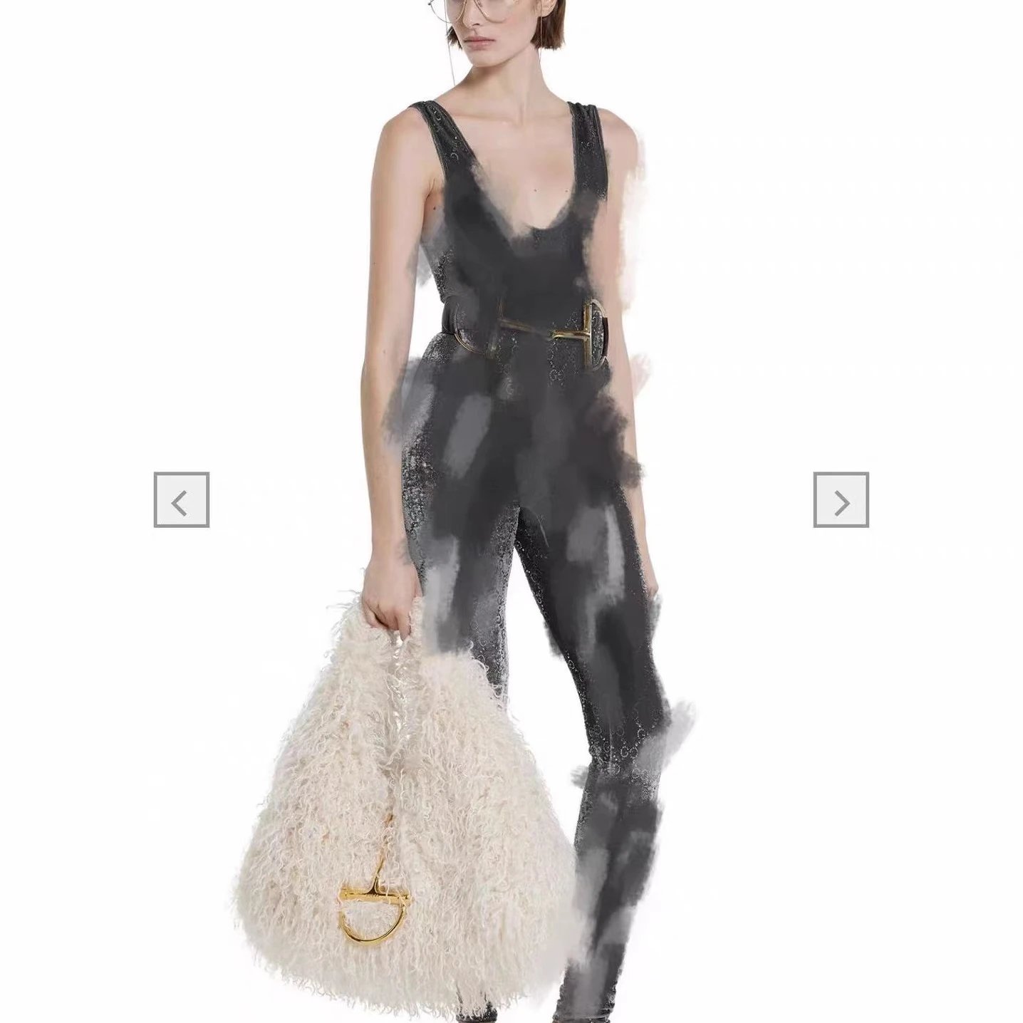 Gucci Jumpsuits Sleeveless rhinestone GG-pattern velvet jumpsuit image 3