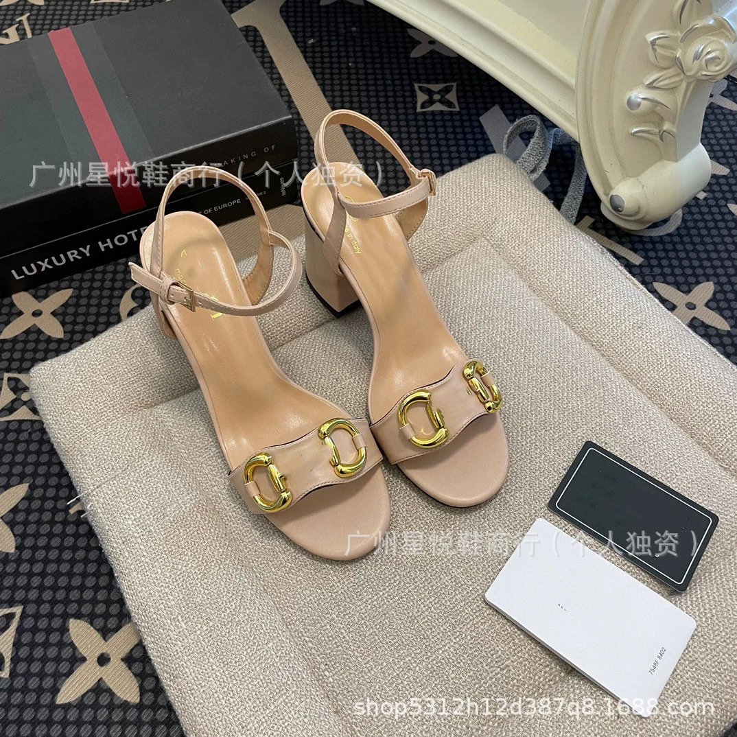 Gucci Horsebit Sandals Black Gold Block Heels - 7