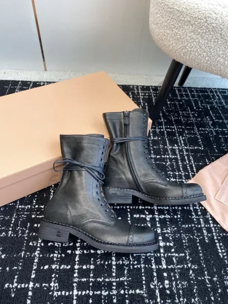 Miu Miu Buckled Combat Boots Black - 35