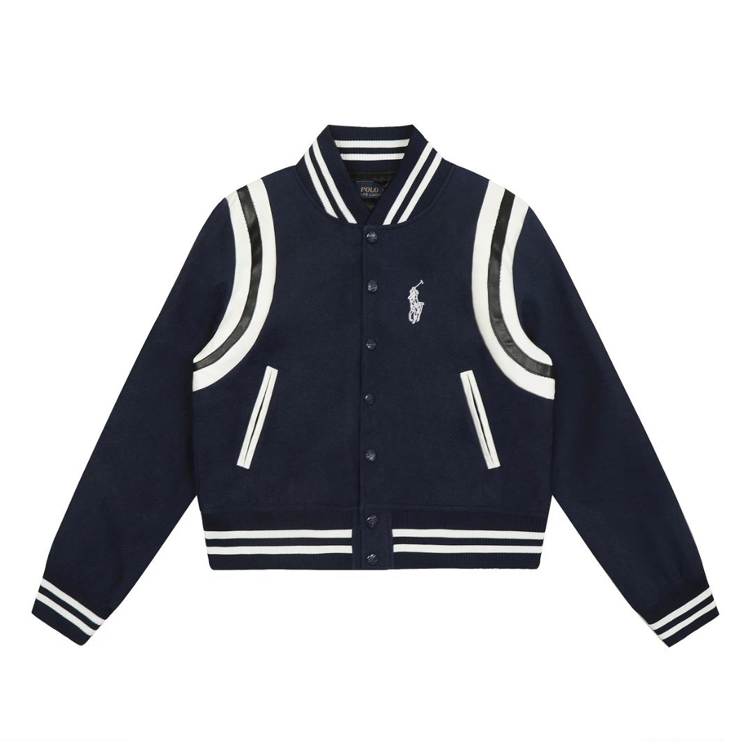 Polo Ralph Lauren Varsity Jacket Navy White Outerwear - 4
