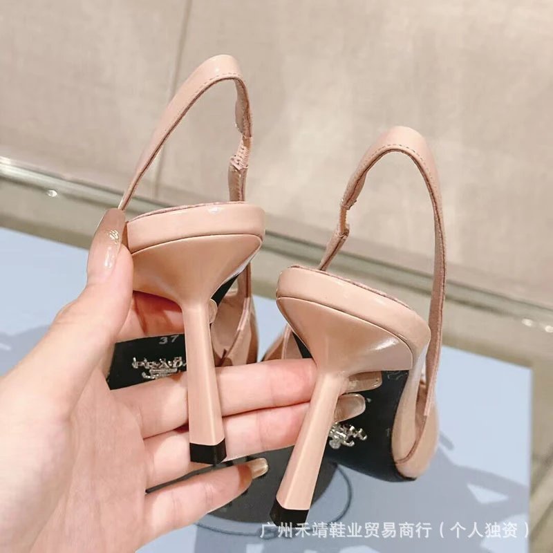 Prada Triangle-Toe Slingback Heels in Nude Pink - 5