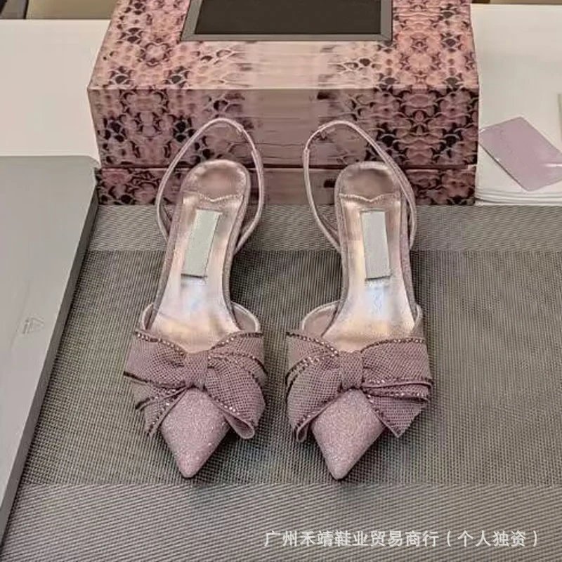 Design Bow-Knot Slingback Heels in Dusty Pink