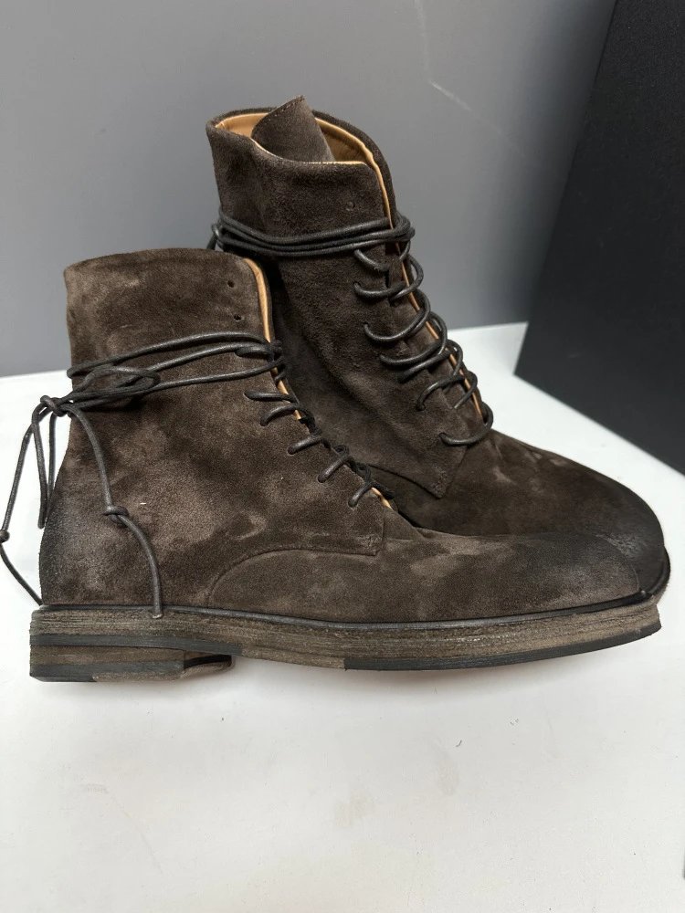 Maison Margiela Tabi Lace-Up Suede Boots Brown - 15
