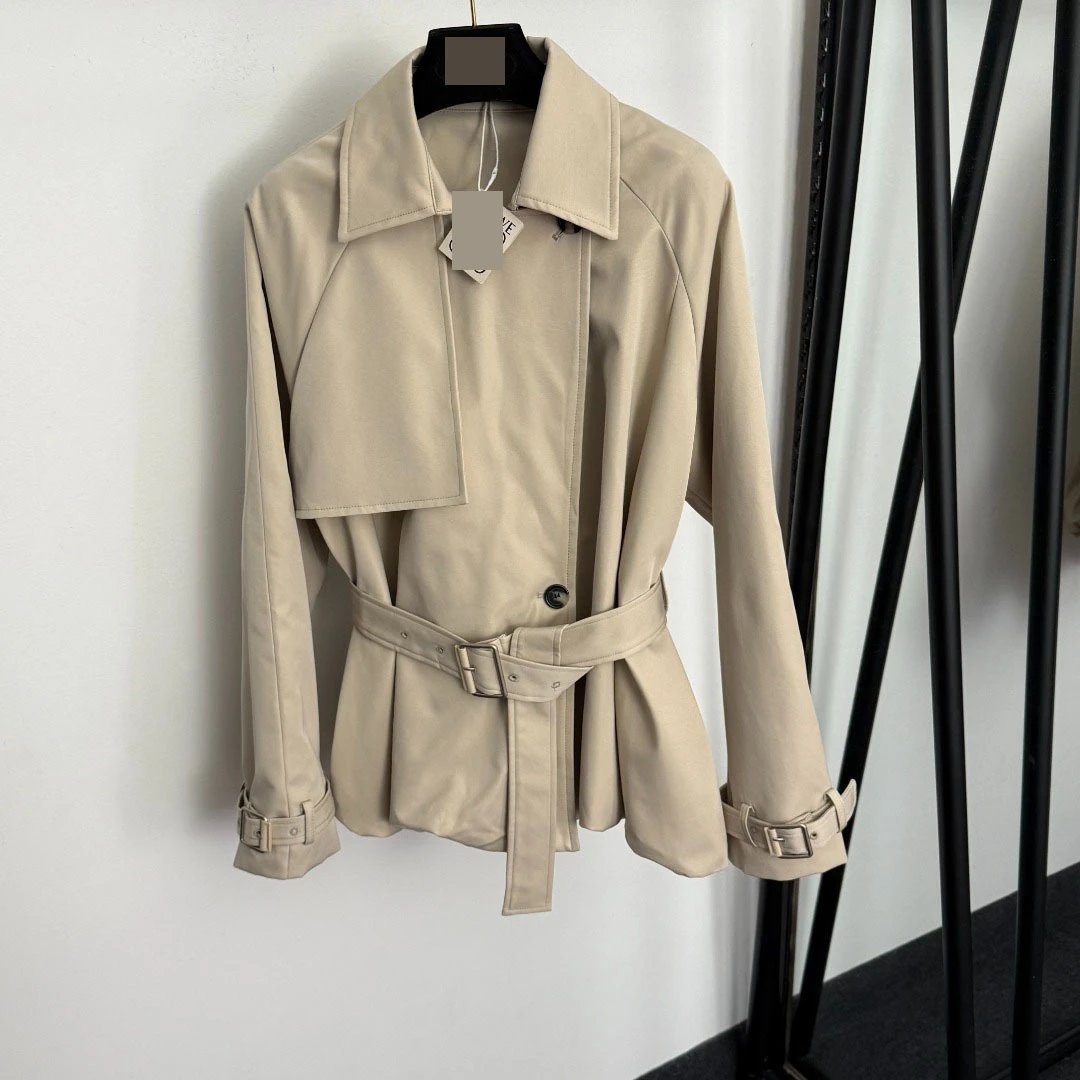Beige Trench Coat and Wide-Leg Pants Set - 6