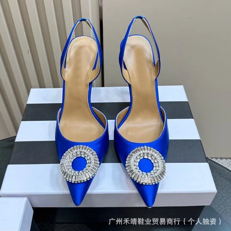 Design Crystal-Embellished Pointed-Toe Slingback Heels White - 9