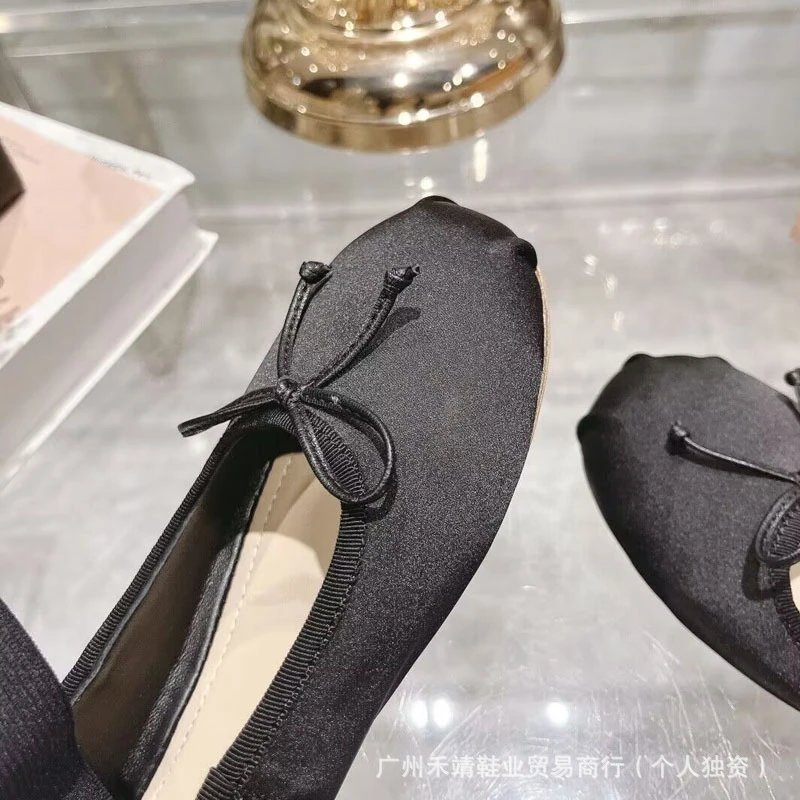 Ballet Flat with Bow Detail Beige Canvas Shoes - 9
