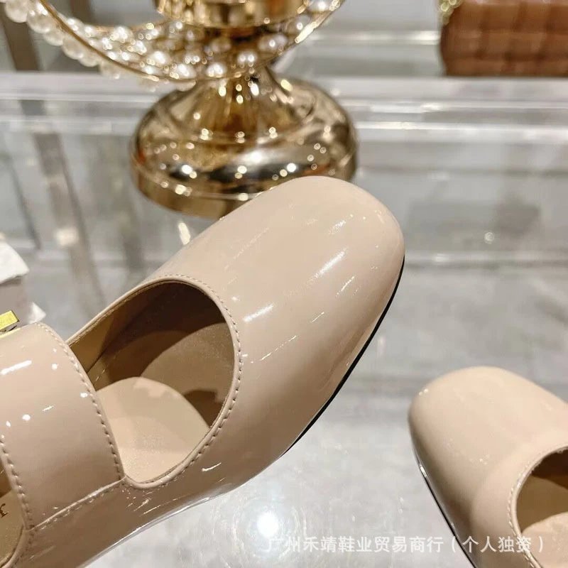 Dior Mary Jane Block Heel Beige Patent Leather Shoes - 3