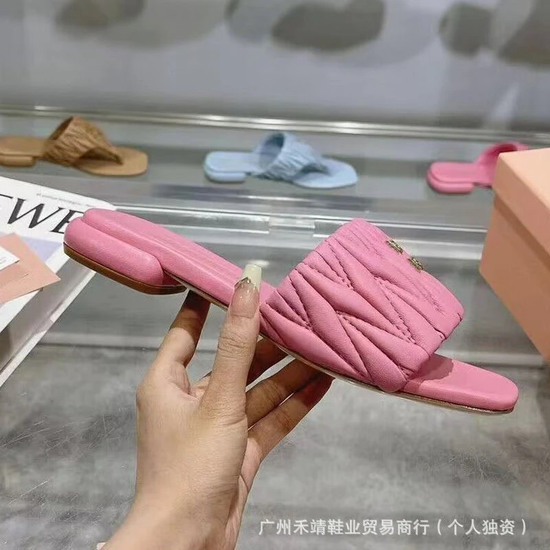 Miu Miu Matelassé Slide Pink Slippers - 5