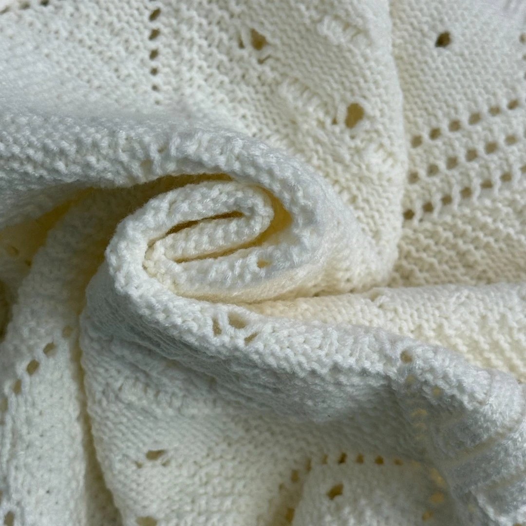 Dior Knit Diamond-Texture Cropped Vest and Cardigan Set Ivory - 9