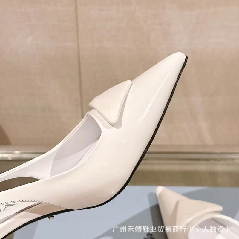 Prada Triangle-Toe Slingback Heels in Nude Pink - 7