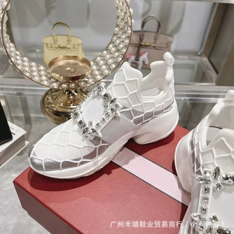 Roger Vivier Rockstud Spike White Mesh Sneakers - 4