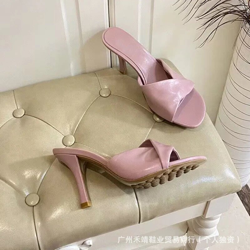 Brown Crisscross Mule Heels - 7