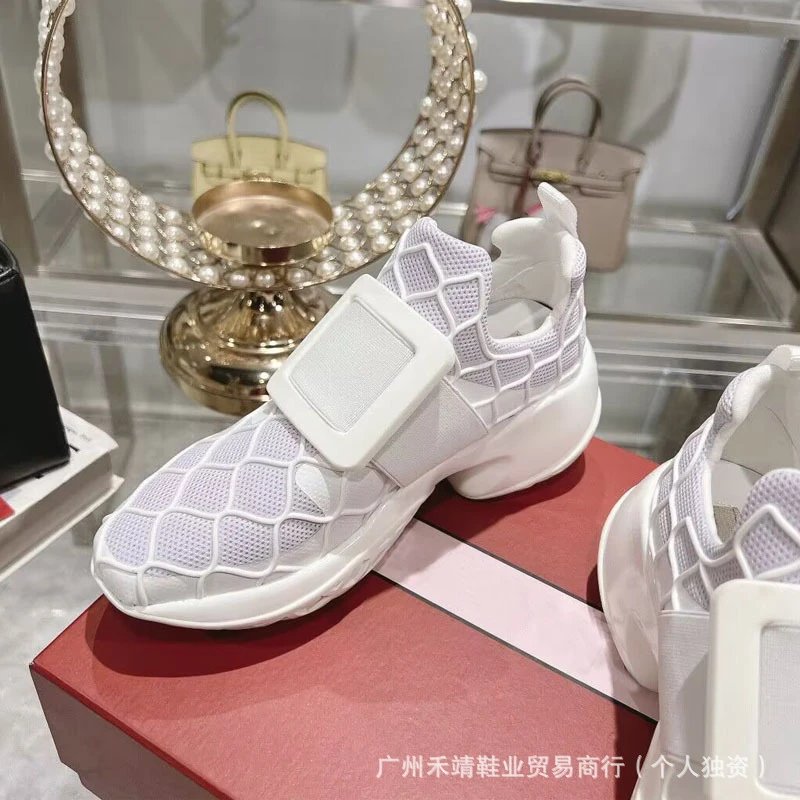 Roger Vivier Rockstud Spike White Mesh Sneakers - 9