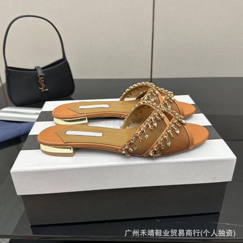 Saint Tears Crystal-Embellished Mesh Mules White Sandals - 4