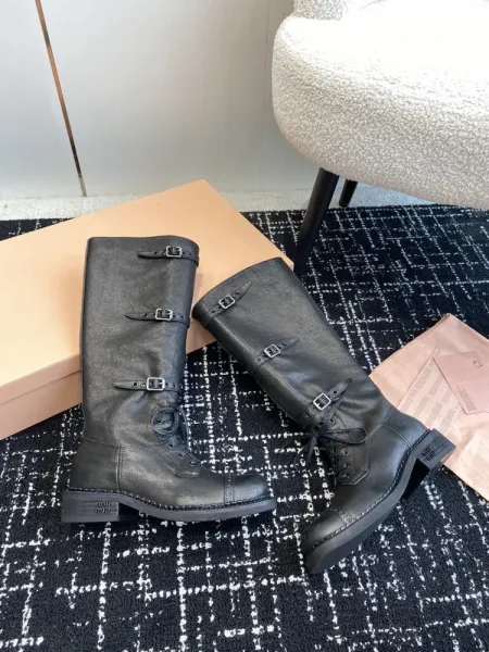Miu Miu Buckled Combat Boots Black - 17