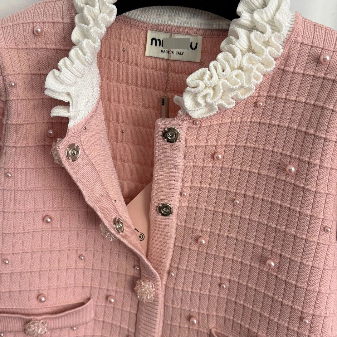 Chanel-Inspired Ruffled Waist Tweed Pants Pink - 13